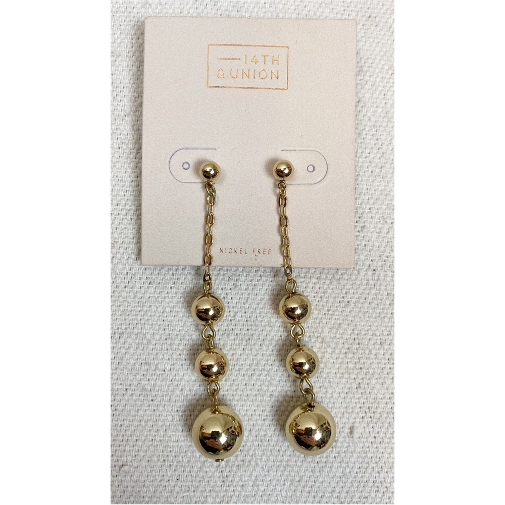 14th Union Gold Ball Chain Drop Dangle Earrings Nwt 18$